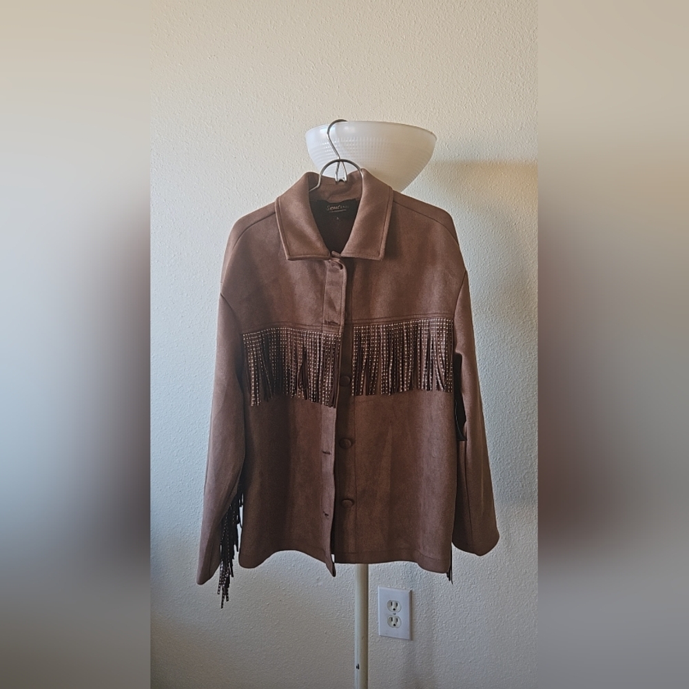 Faux suede fringed western style jacket